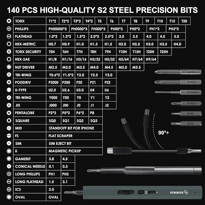 ScrewPro™ 155-Piece Mini Electric Screwdriver Set